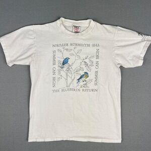 VTG Blue Birds T Shirt FIts Small Glen Sutton Canada‎ 1990s Oneita Nature
